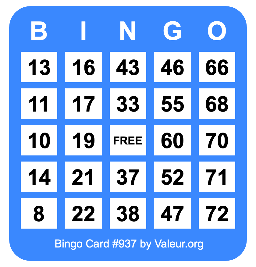 Bingo Card #937