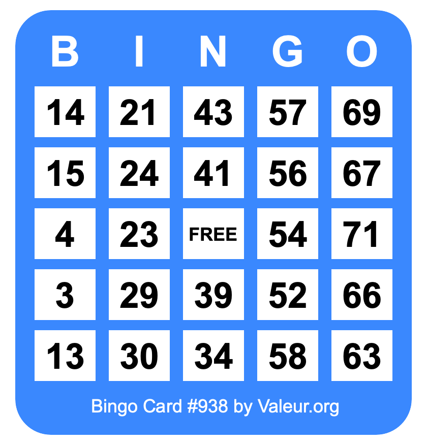 Bingo Card #938