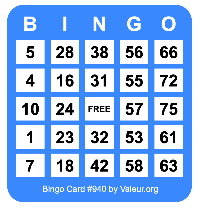 Bingo Card #940