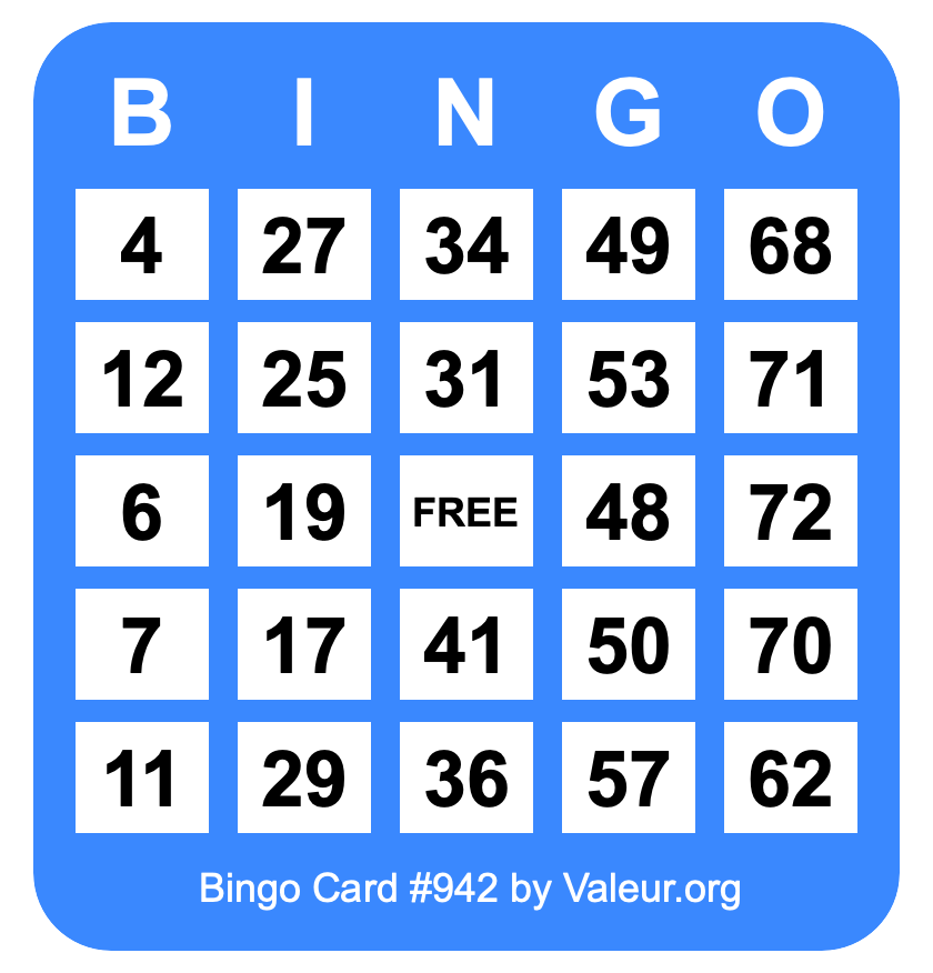 Bingo Card #942