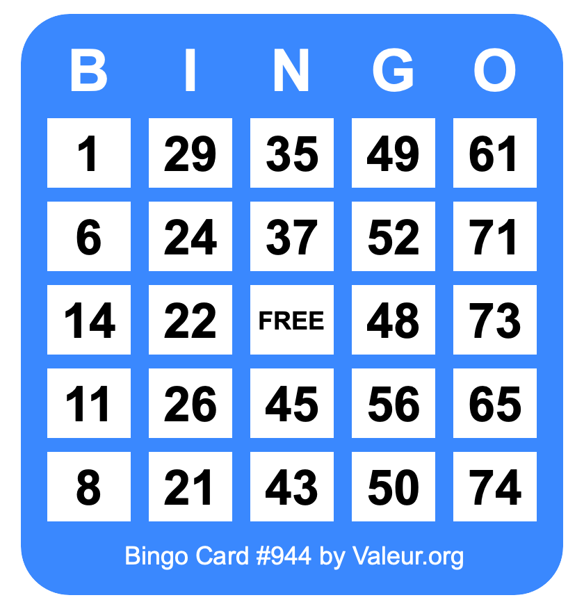 Bingo Card #944