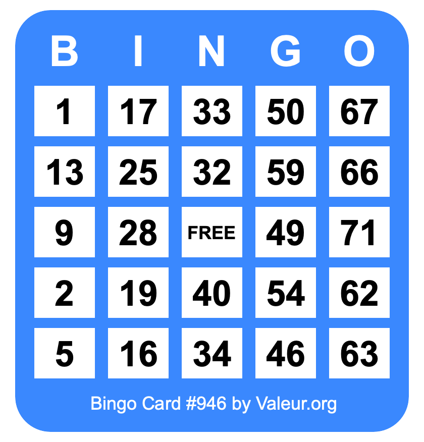 Bingo Card #946