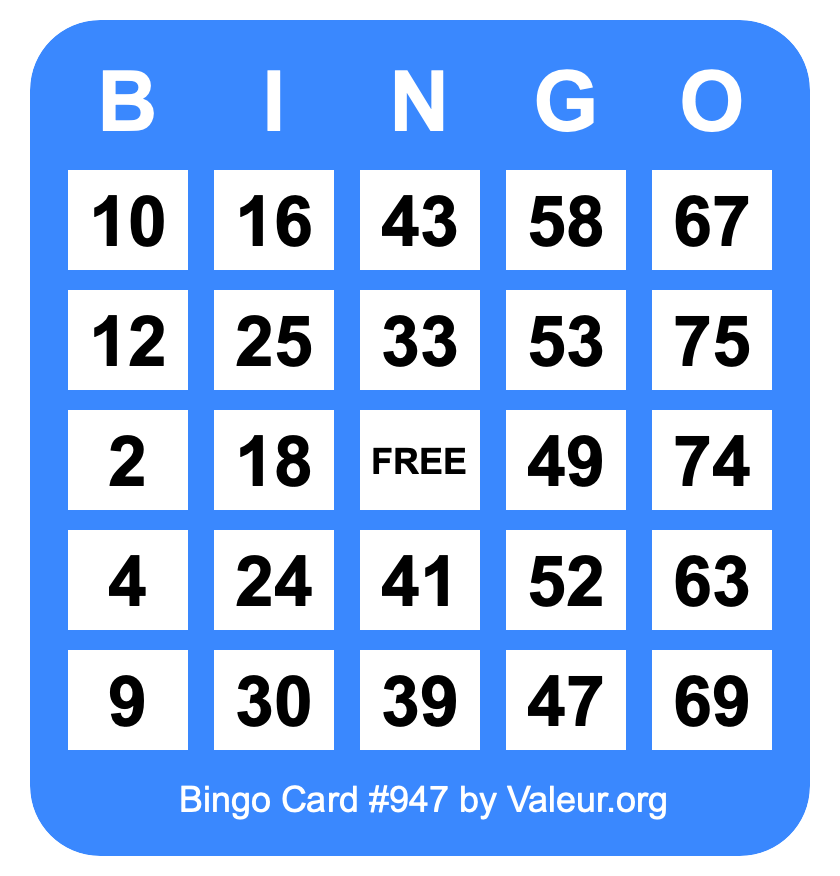 Bingo Card #947