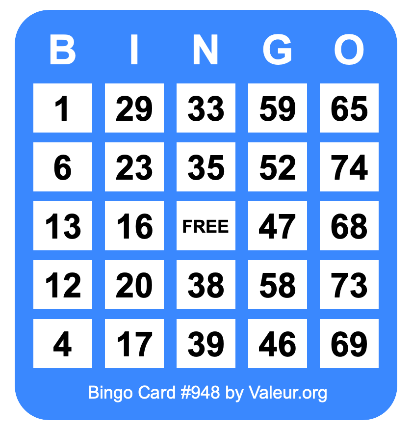 Bingo Card #948