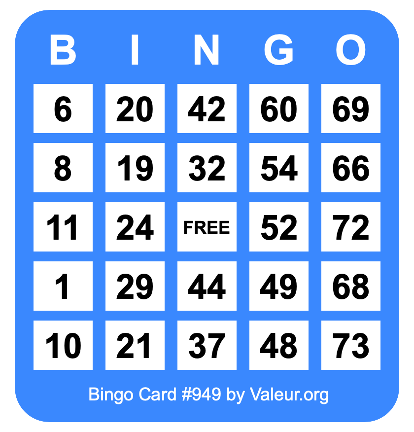 Bingo Card #949