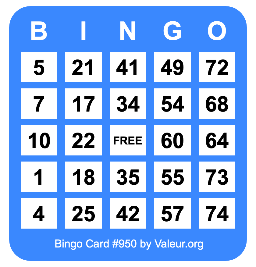 Bingo Card #950