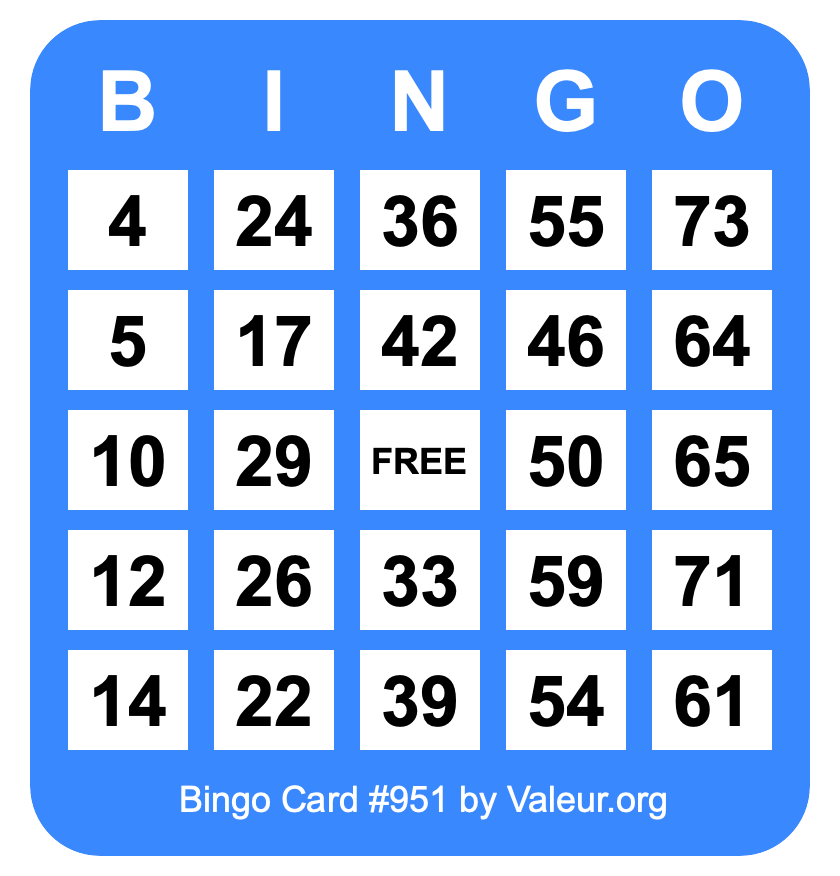 Bingo Card #951