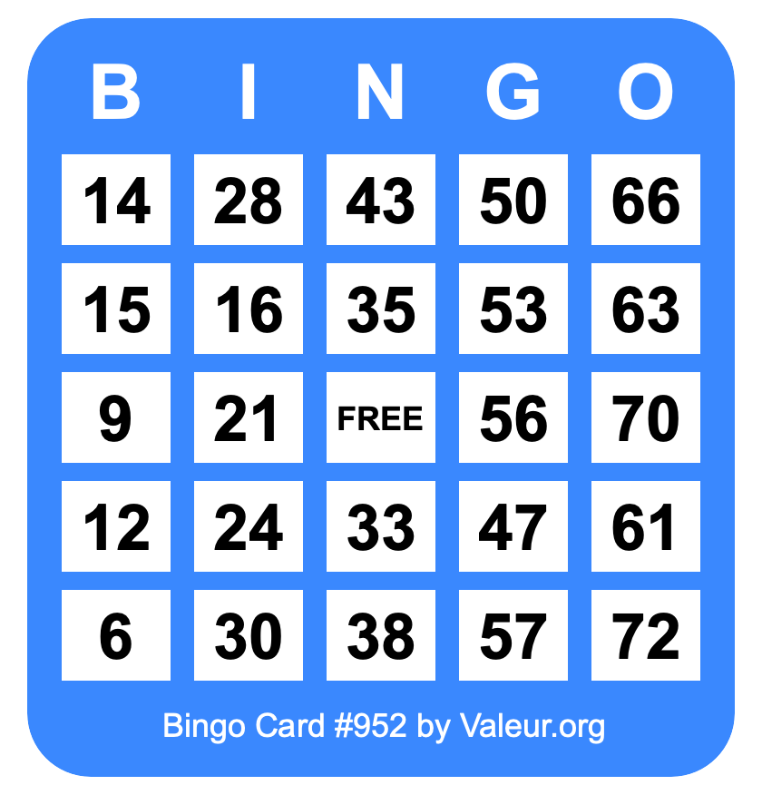 Bingo Card #952