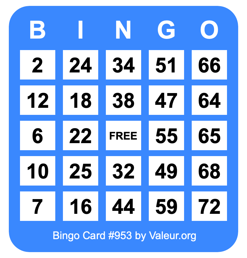 Bingo Card #953