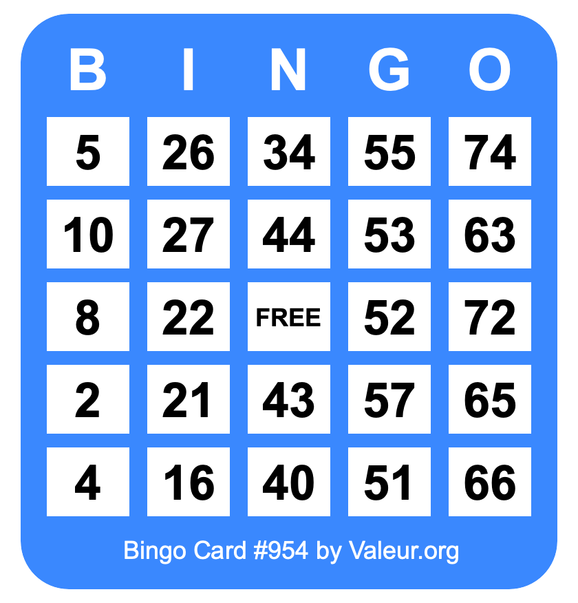 Bingo Card #954