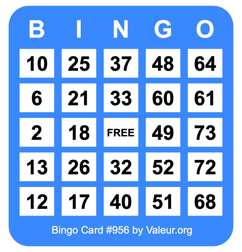 Bingo Card #956