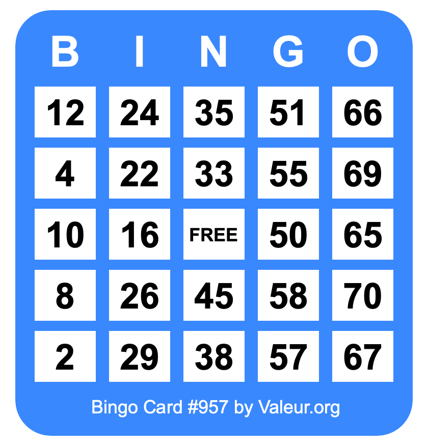 Bingo Card #957