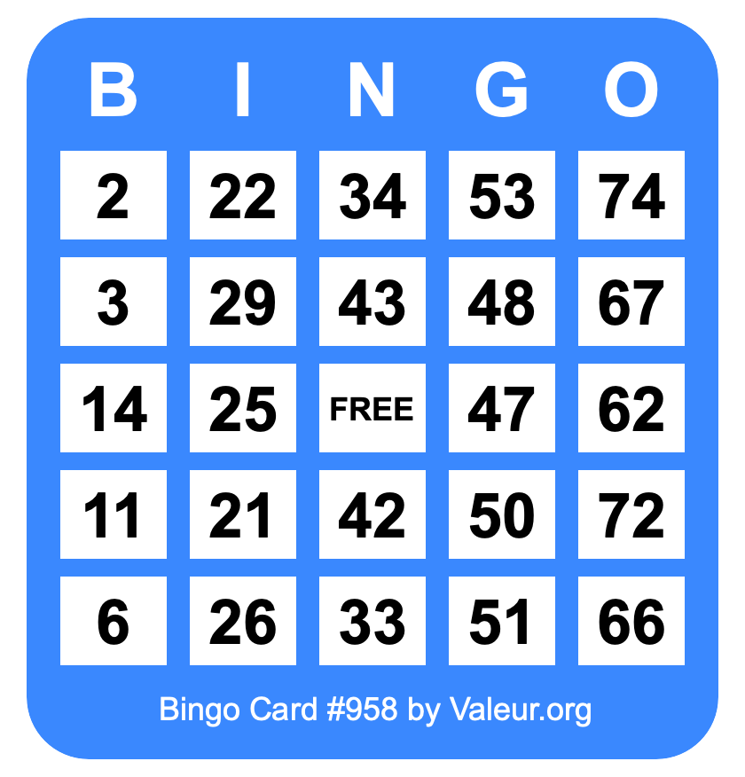 Bingo Card #958