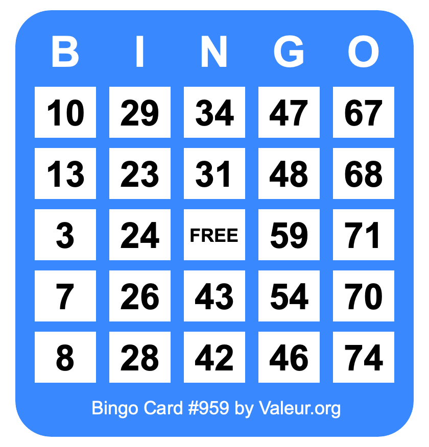 Bingo Card #959