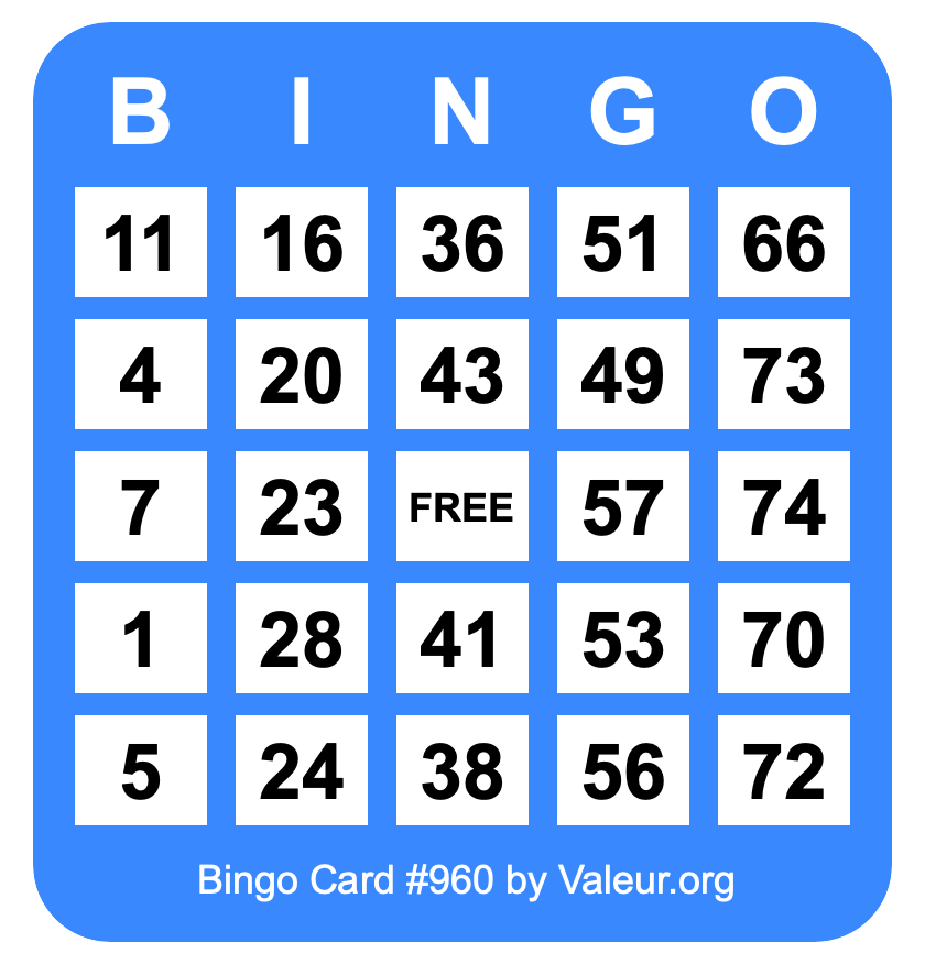 Bingo Card #960