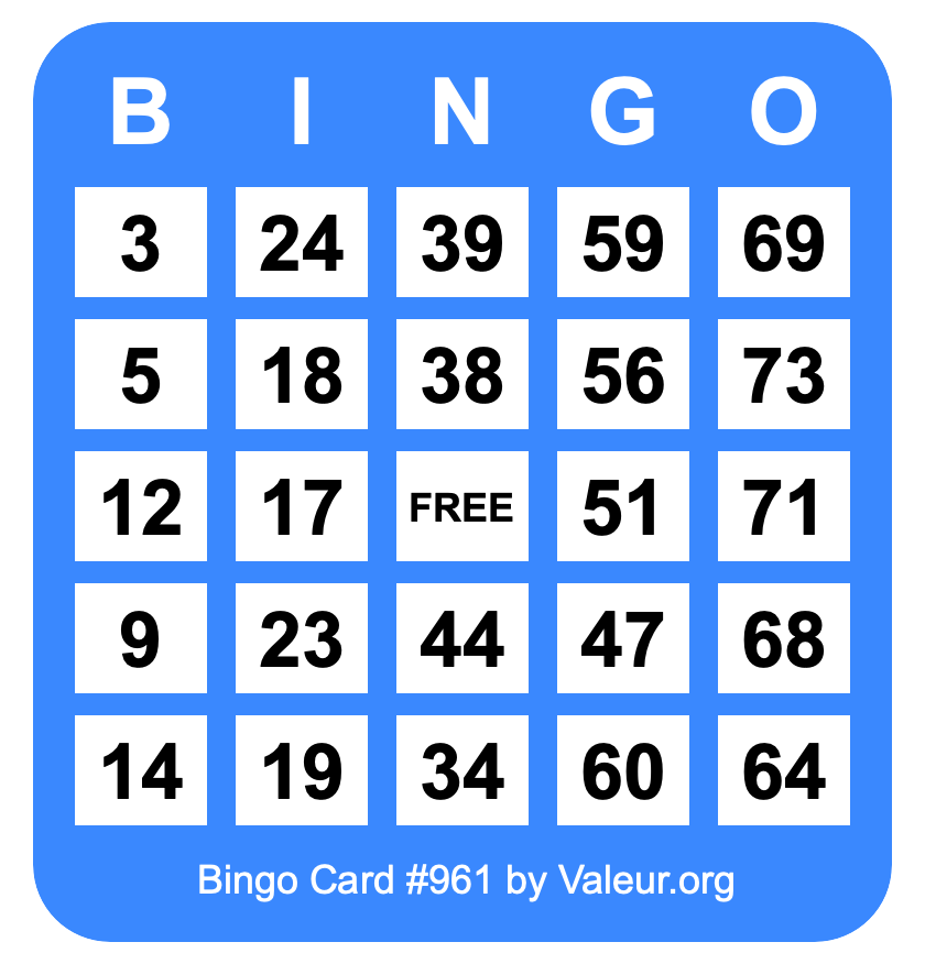 Bingo Card #961