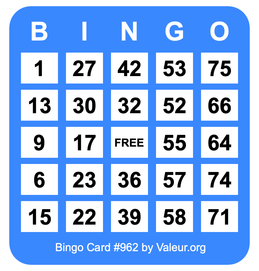 Bingo Card #962