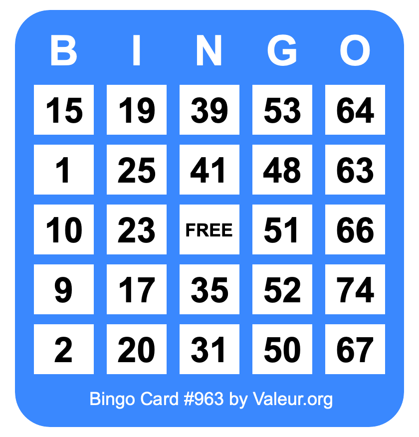 Bingo Card #963