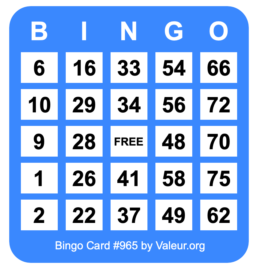 Bingo Card #965