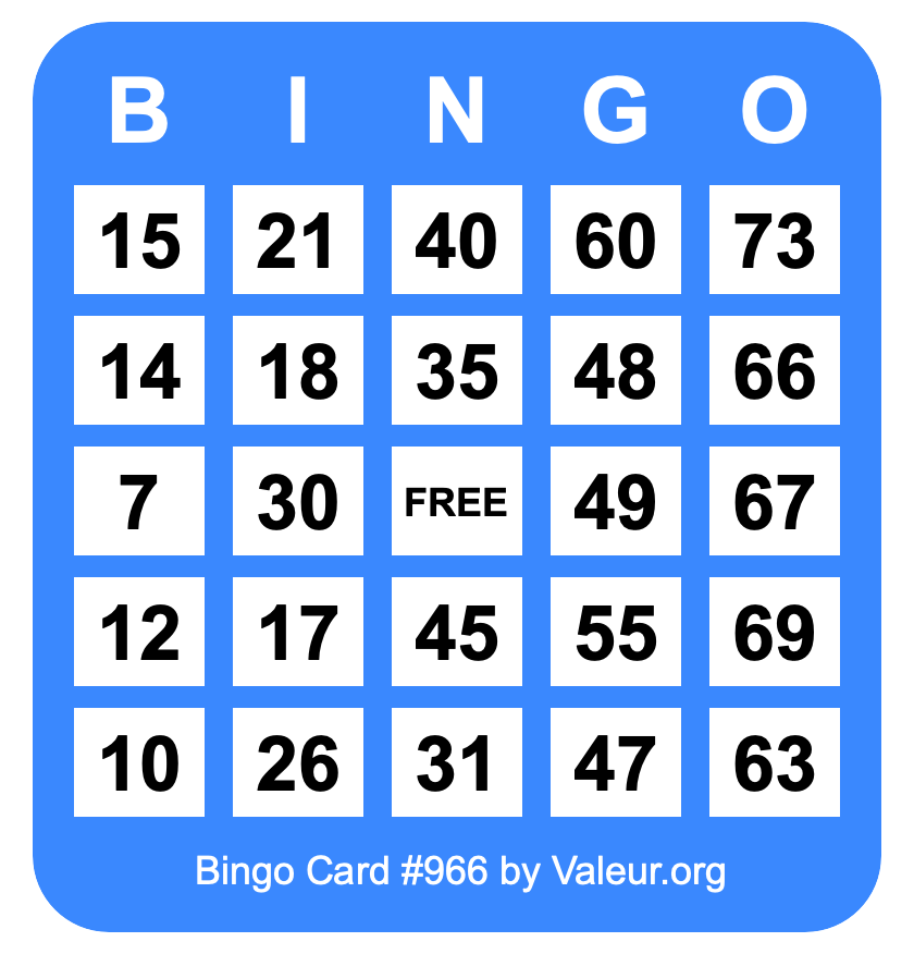 Bingo Card #966