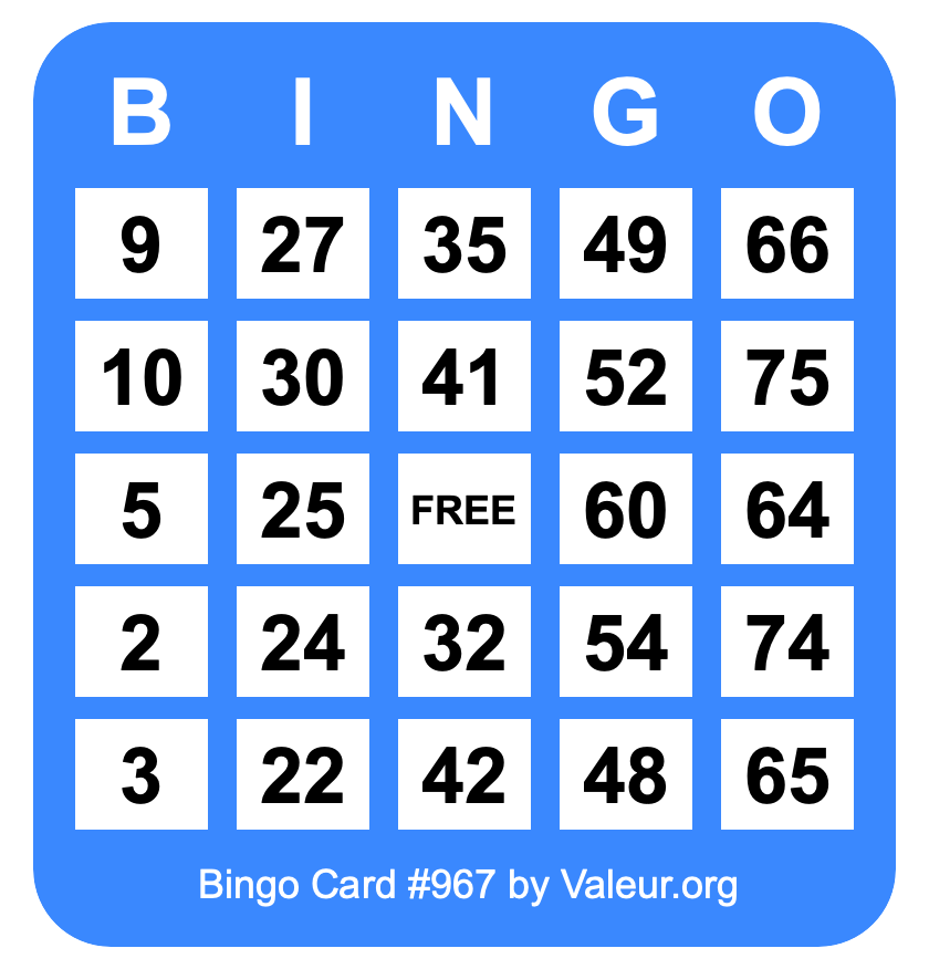 Bingo Card #967