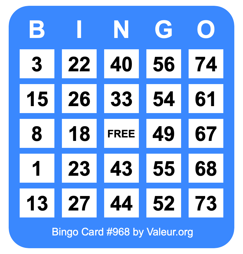 Bingo Card #968