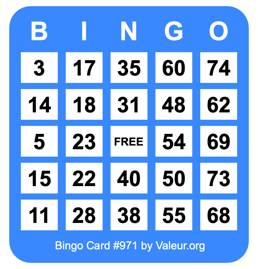 Bingo Card #971