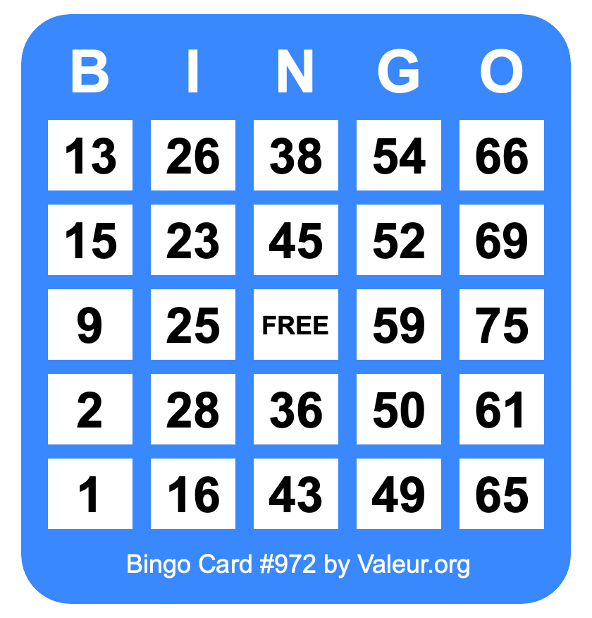 Bingo Card #972