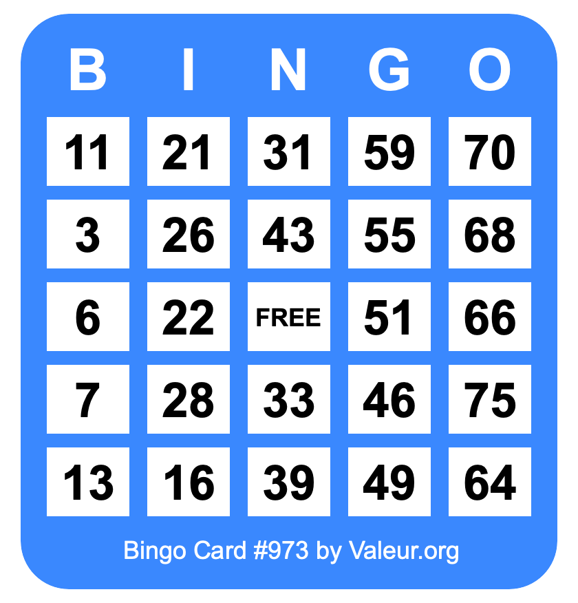 Bingo Card #973