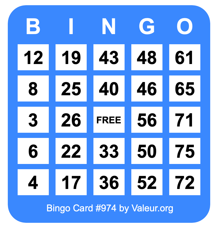 Bingo Card #974