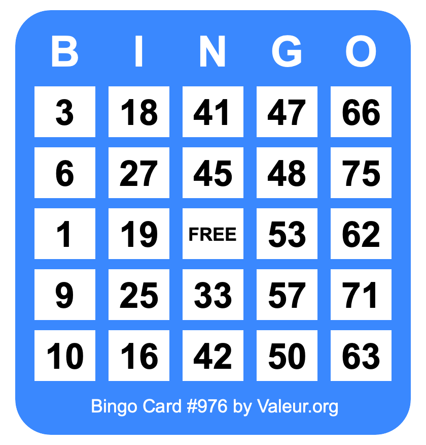 Bingo Card #976