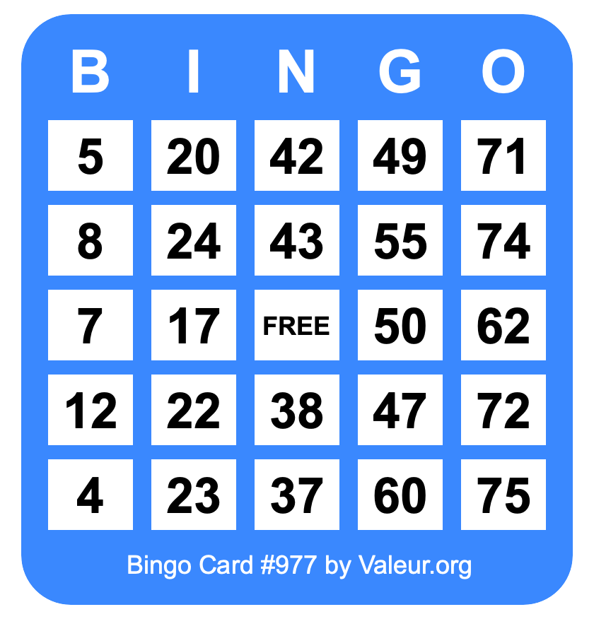 Bingo Card #977