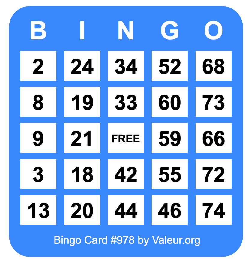 Bingo Card #978