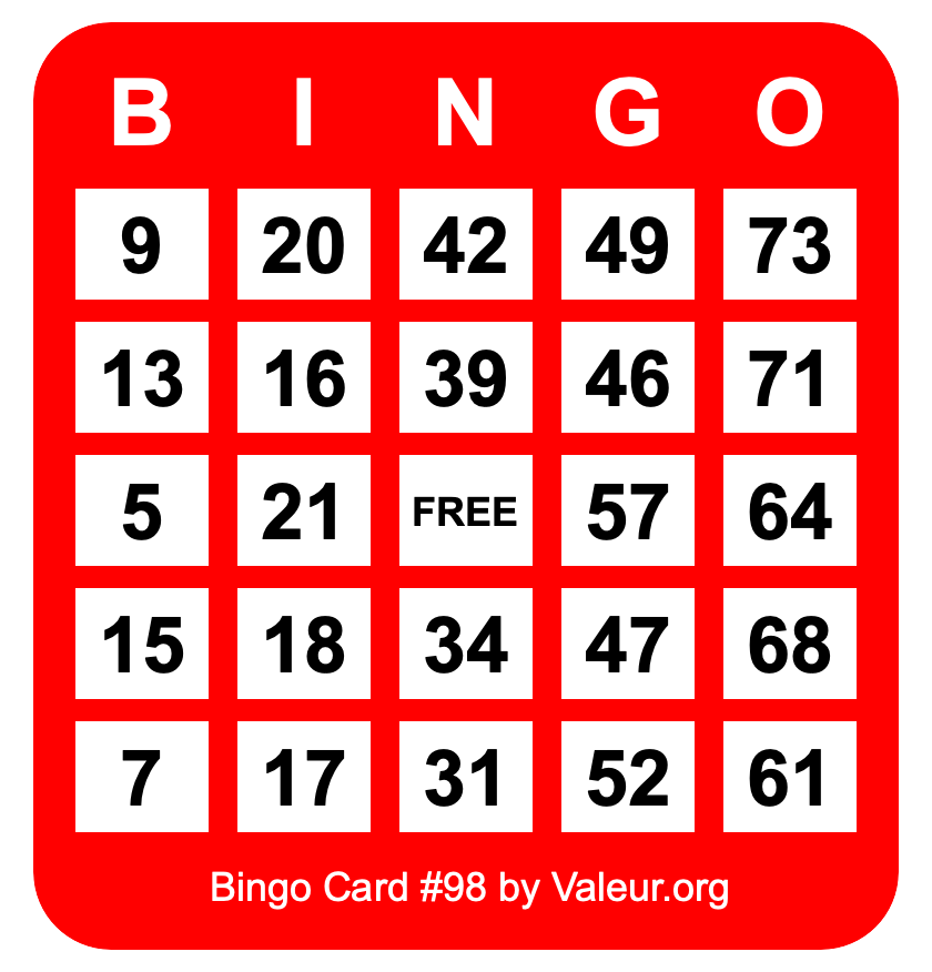 Bingo Card #98