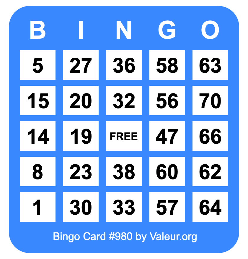 Bingo Card #980