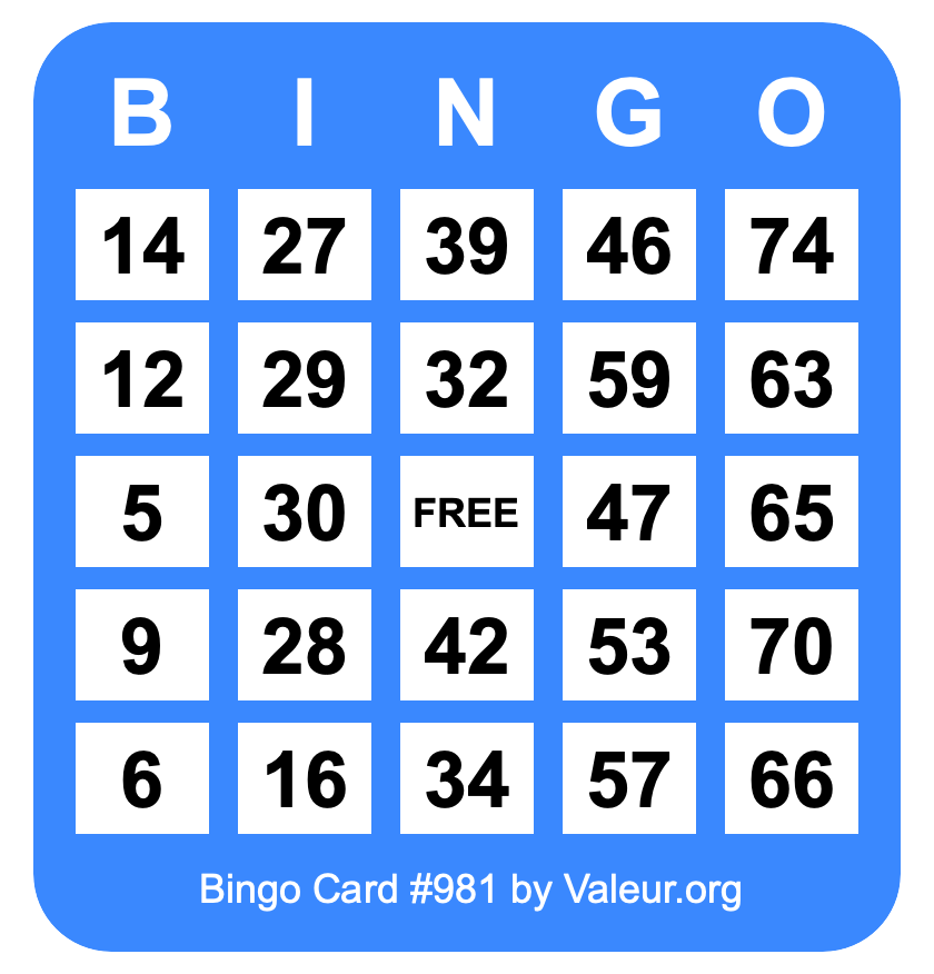 Bingo Card #981