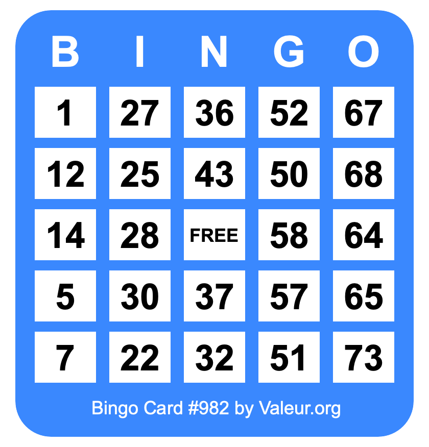 Bingo Card #982