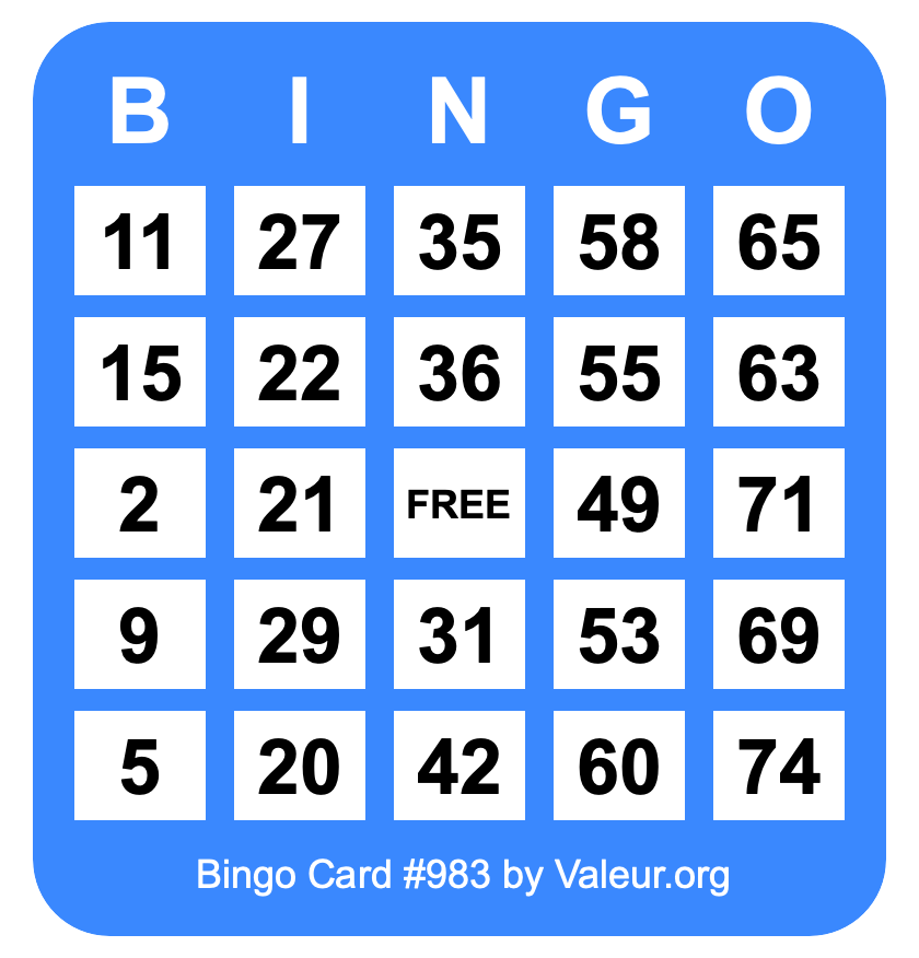 Bingo Card #983