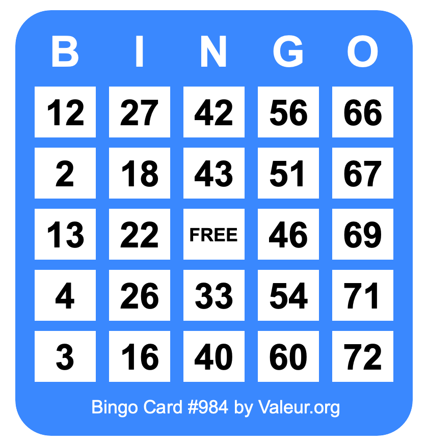 Bingo Card #984