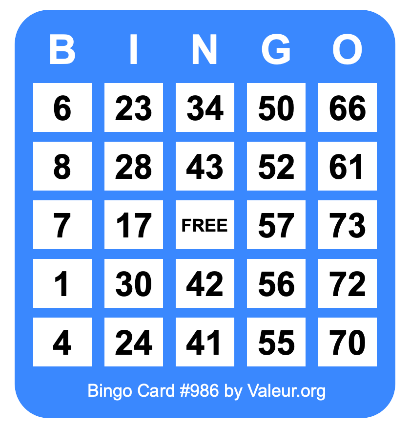 Bingo Card #986