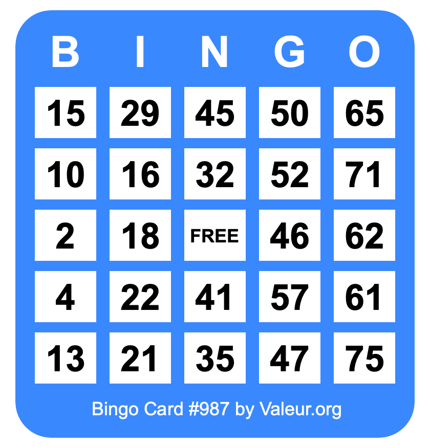 Bingo Card #987