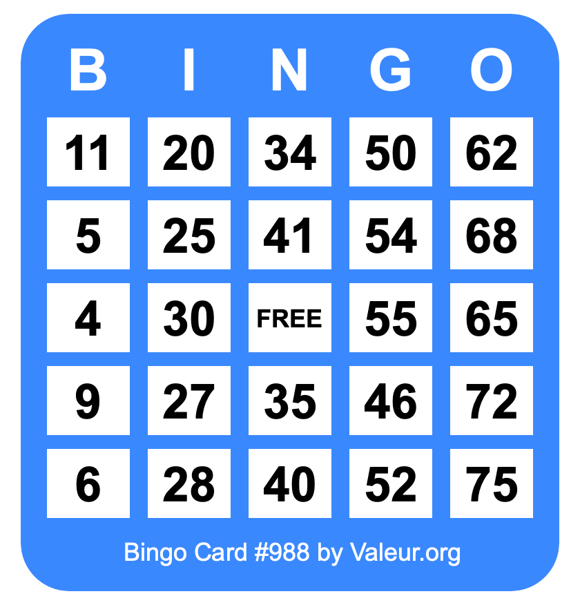 Bingo Card #988