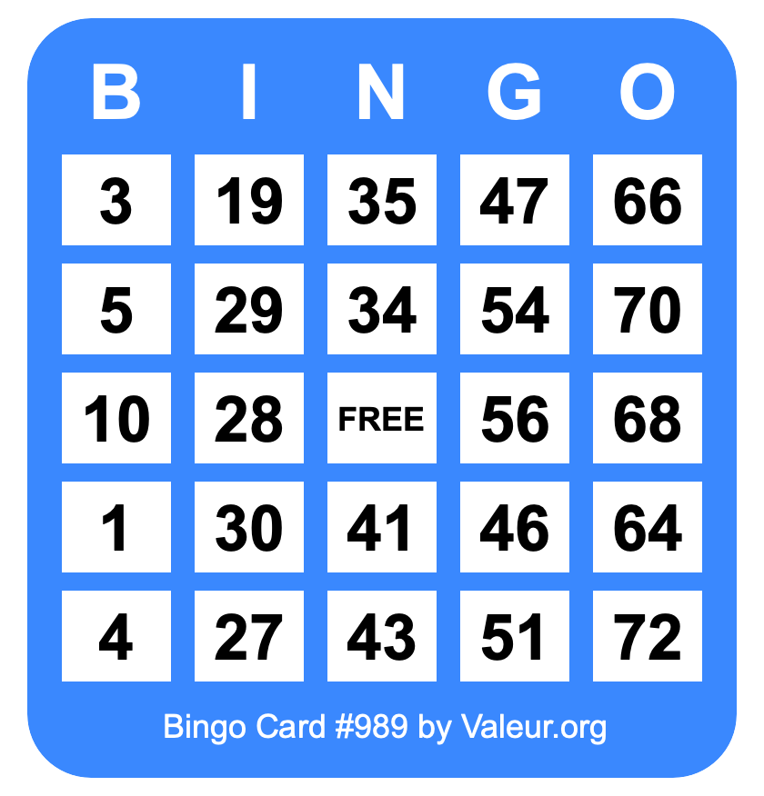 Bingo Card #989