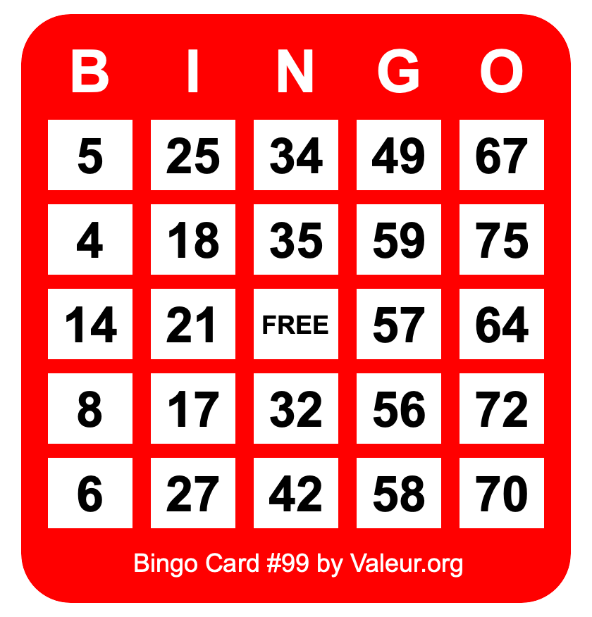 Bingo Card #99