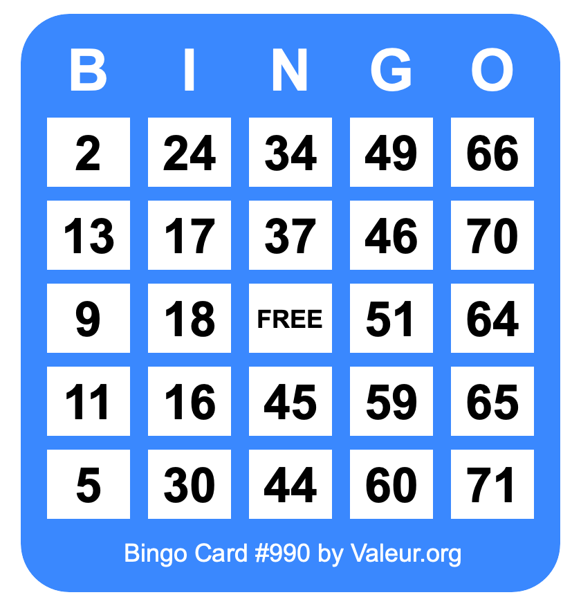 Bingo Card #990