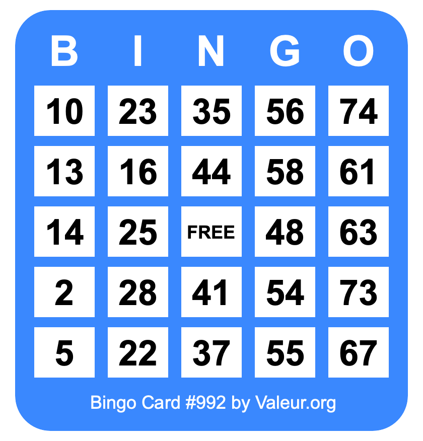 Bingo Card #992