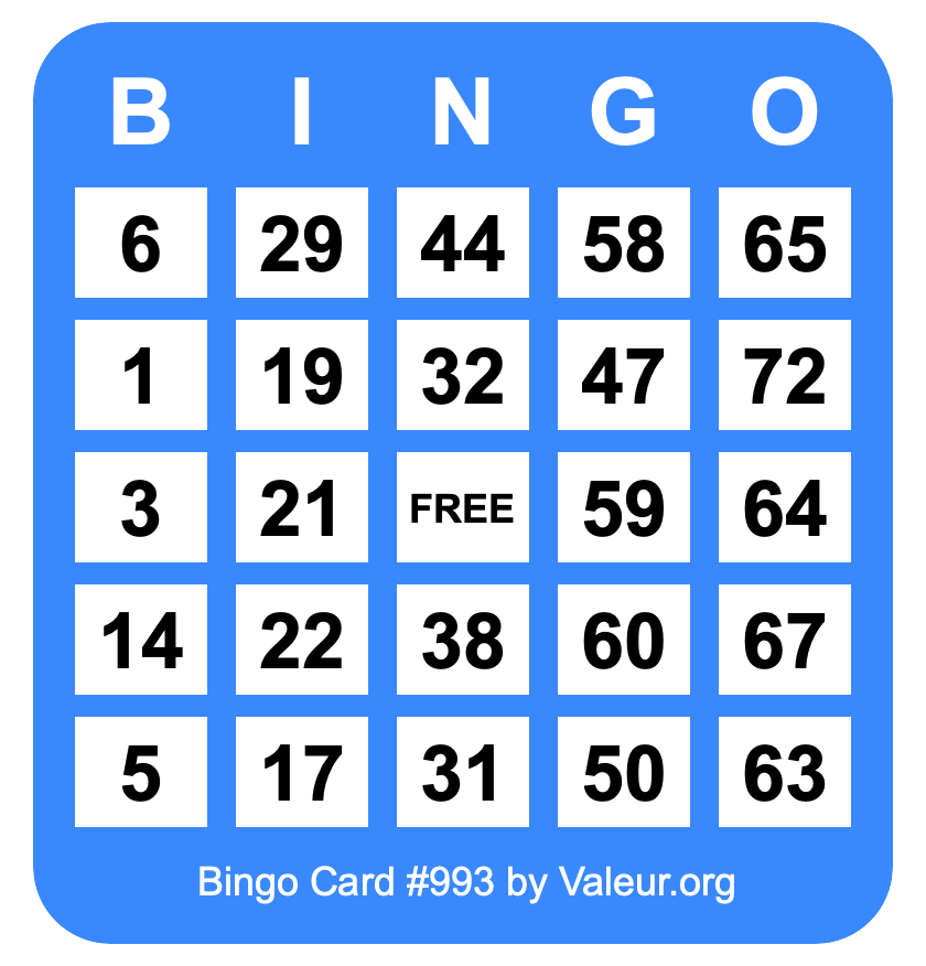 Bingo Card #993