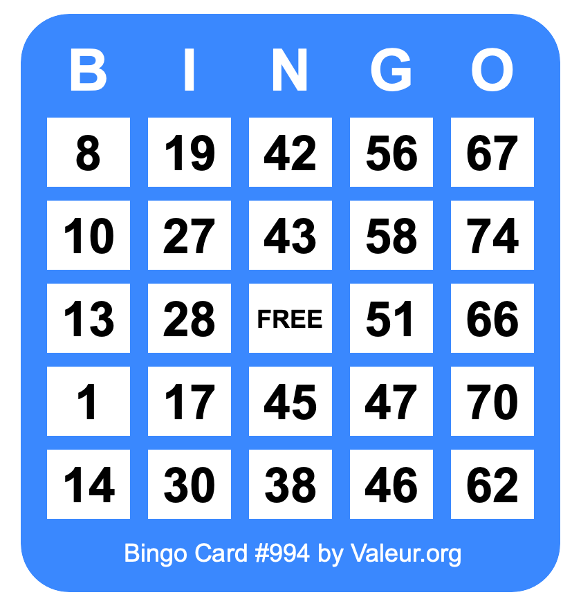 Bingo Card #994