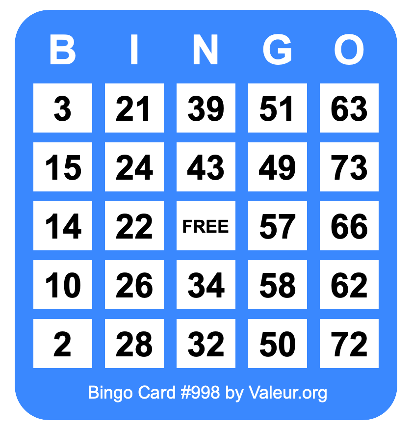 Bingo Card #998