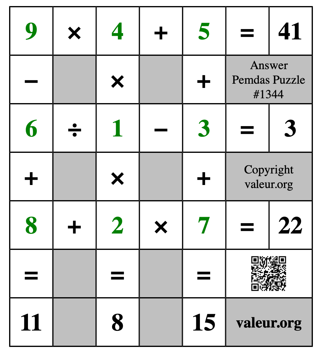 Solution to Pemdas Puzzle #1344